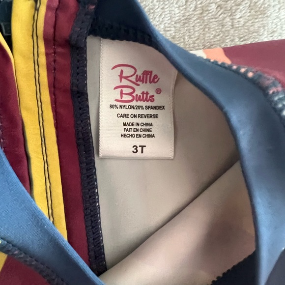 ❤️Rufflebutts Striped Kids One Piece Rashguard - Picture 3 of 3